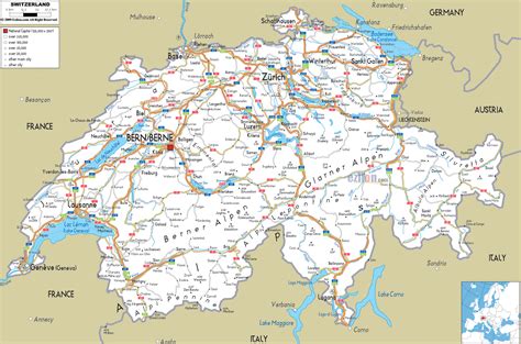 tourist map of switzerland|driving map of switzerland.
